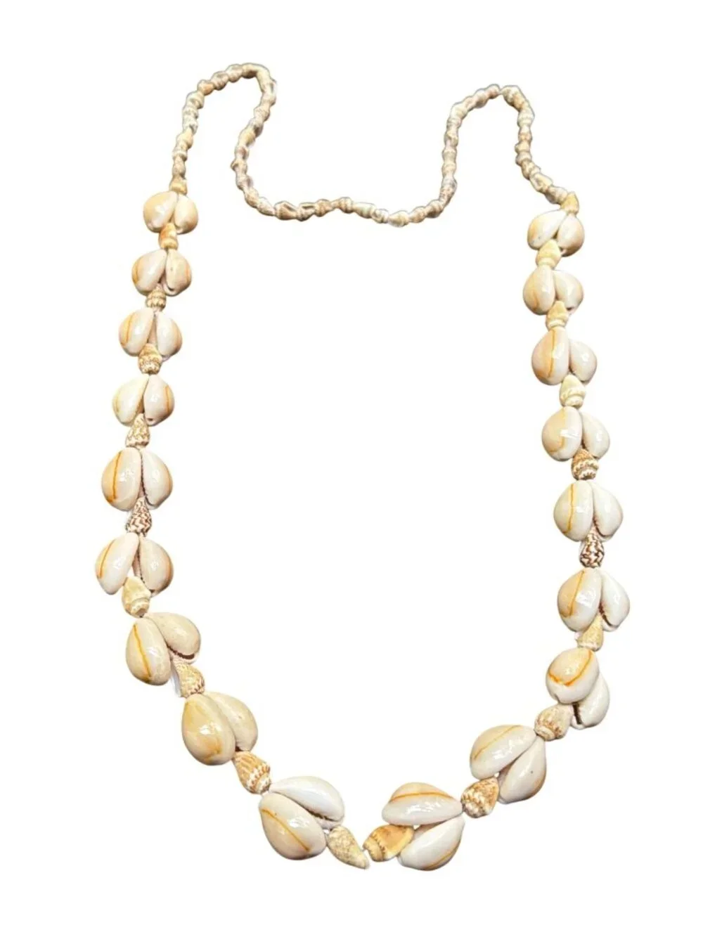 Vintage Cowrie Shell Lei Necklace Beach Vacation Surfer Hawaii No Clasp 32
